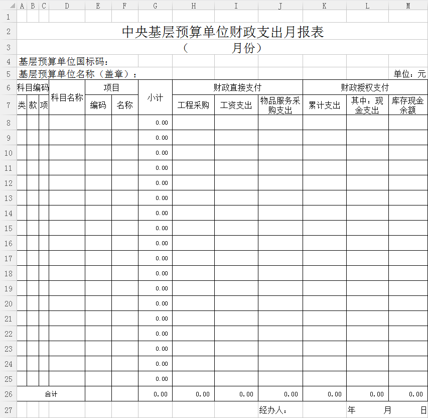 月报表模板_收入支出月报表